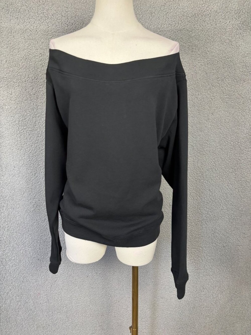 Rebecca Minkoff  Women's Kora Off-Shoulder Sweatshirt XL True Black New With Tag